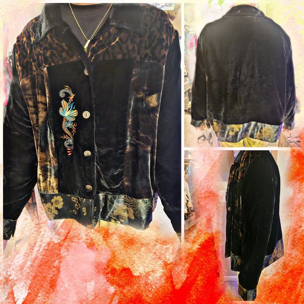 Embroidered leopard print blazer